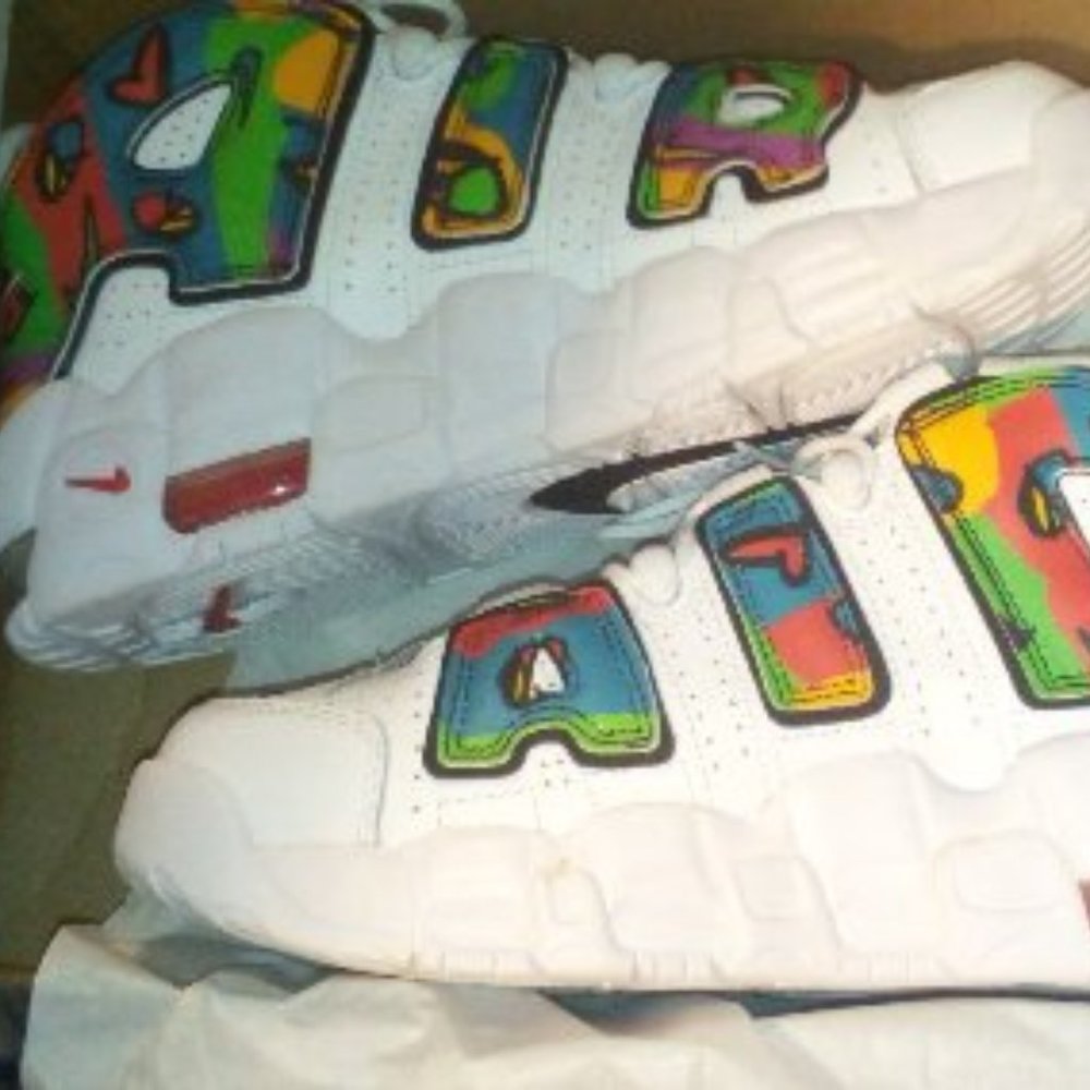 Nike Air More Uptempo Peace Love Swoosh White Multi DM8155-100 GS